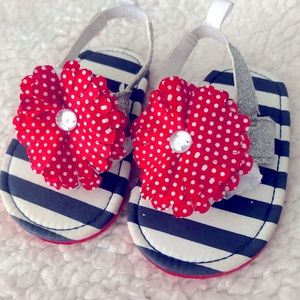 Red flower accent sandals